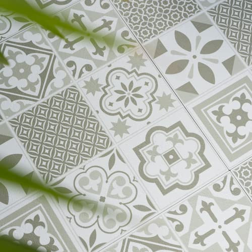 1sqm (pack of 11 tiles) ORIENTAL TILES GREEN self-adhesive vinyl floor tiles (274-5070)