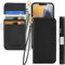 Tiyoo Flip Handyhülle für iPhone 6 Plus/iPhone 6s Plus, Premium Magnetische Wallet Case für Handyschutz, Litschi Muster PU Leder mit Kartenfächern, Stoßfeste Handyhülle für iPhone 6P/6sP, Schwarz
