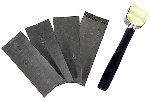 WELDINGER Set Dachrinnenpflaster Schwarz 250x80 mm (4 Stück) + Andrückrolle Silikon