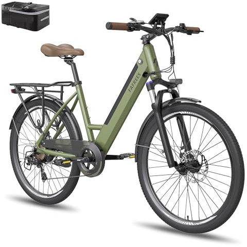 Fafrees F26 PRO Electric Bike, 26 inch Electric City Bicycle, 250W Motor, 36V/10Ah Battery, Unisex Adult Electric Mountain Bike, APP Controller, Range 40-70KM (Green)