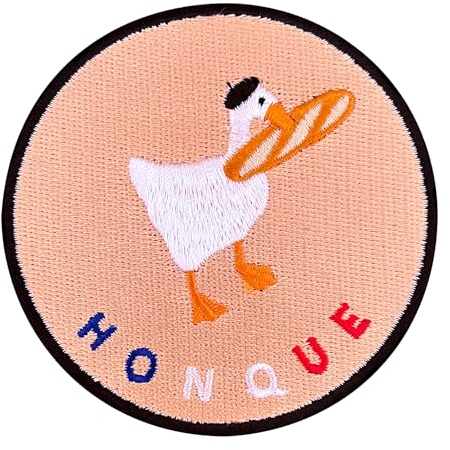 Urbanski Patch Französische Gans mit Hut und Baguette zum Aufbügeln 7,4 x 7,4 cm | Aufnäher Applikation Bügelbild