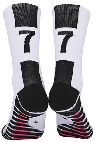 PMMCON 2er-Pack Unisex-Fußballsocken mit Mannschaftsnummer, sportliche Elite-Socken aus Baumwolle, Geschenk für Fans (7-3,F)