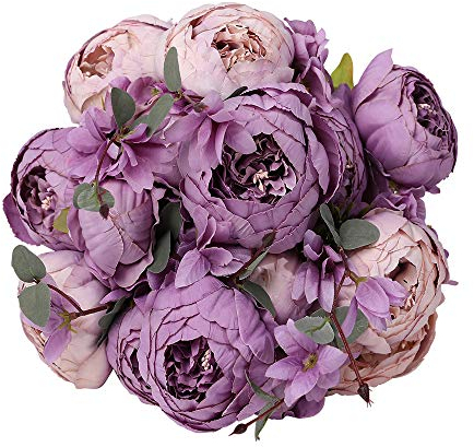 JOYHAZE 1 Pack Faux Bouquet di peonie, 19'' Seta Grandi Fiori di peonie con boccioli per la decorazione di ufficio riunione di famiglia di matrimonio, centrotavola composizione, floreale