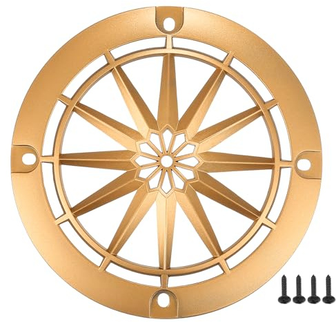 A ABSOPRO Grille De Haut-Parleur De Voiture Ton Or 1 Pièce En ABS | Matériau ABS, Pour Marine Et Cinéma Maison, Diam. Int. 98mm/Ext. 124mm, Distance Vis 109mm, Avec 4 Vis