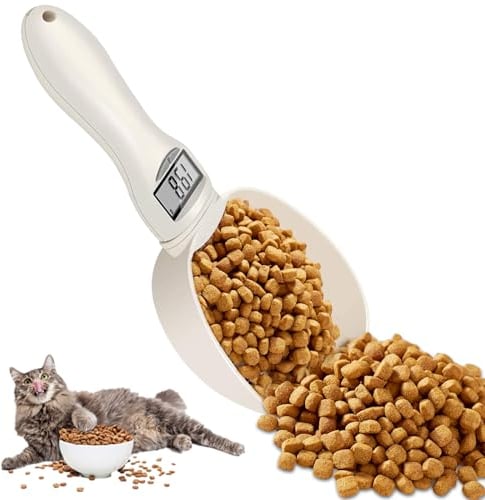 Sporgo Bilancia digitale da cucina da 1 g, precisione: 800 g, con misurino display LCD, cucchiaio rimovibile, per cibo per cani, latte in polvere, spezie e alimenti