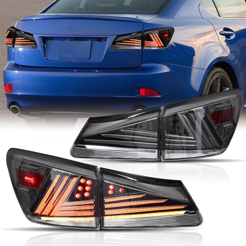 VLAND Rücklicht-Komplettsets Rücklichter Kompatibel mit Lexus IS250 IS350 2006-2012, IS200d IS F 2008-2014, Rücklichter, Lampenbaugruppe, Linsenfarbe Geräuchert
