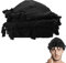 Adorila Durag Halo Turban Wraps aus Baumwolle, mit Satin gefüttert, einzigartiges Design, Turban für Damen und Herren, Quastenmütze für den Alltag (schwarz)