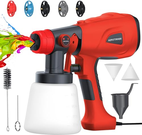 Farbsprühsystem Elektro Lackierpistole mit 5 Düsen, 3 Mustern und Filter, Einfach zu Bedienen und zu Reinigen; Paint Sprayer für Hausanstriche, Innen- und Außenbereich, Möbel, Zäune Usw