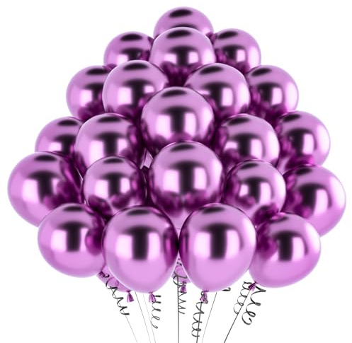 Luftballons Lila Metallic, 50 Stück 12 Zoll Matt Ballon, Chrom Grün für Geburtstagsdeko Hochzeit Taufe Deko Partydeko Luftballoons