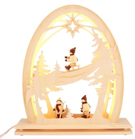 SCHENK HOLZKUNST Seidel Schwibbogen Wintersportler elektrisch