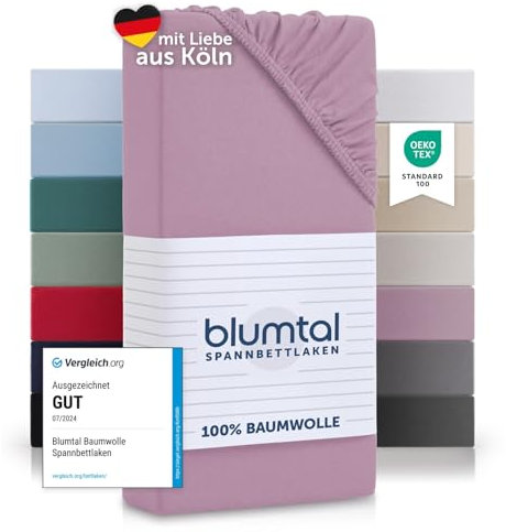Blumtal® Baumwolle Spannbettlaken 140x200cm Basics Jersey - Bettbezug 140x200cm - Oeko-TEX zertifiziertes Spannbetttuch 140x200cm - Matratzenbezug 140x200cm - Bettbezug - Leintuch - Dusty Orchid
