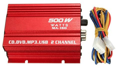 Amplificador de audio para automóvil - Genérico, 2 canales, Rojo, 12V DC, 36W, MA150
