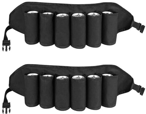 tonhui 2 Pack Biergürtel Portable Trinker, Bier Getränkedosengürtel kann 6 Dosen aufnehmen, geeignet für Wanderpartys im Freien, Tolles Vatertagsgeschenk, Papa Geschenk, Festival zubehör
