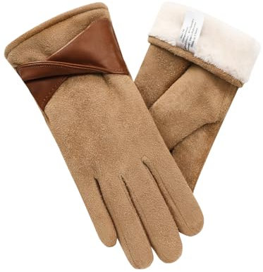 vislivin Winter Warm Handschuhe Damen Touchscreen Handschuhe Wildleder Winterhandschuhe mit Gefütterten Gloves Braun S