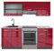 Vicco Küchenzeile R-Line, Bordeaux Hochglanz/Anthrazit, 200 cm, AP Marmor
