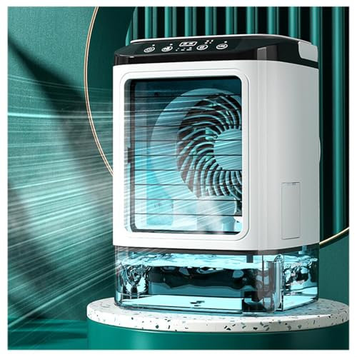 Climatiseur Mobile Sans Évacuation Extérieur, Réservoir D'eau 900ml,3 en 1 Petit Climatiseur Silencieux 3 Vitesses de Vent et 7 Lumières LED Climariseur Mobile Pour La Maison Le Travail Le Bureau