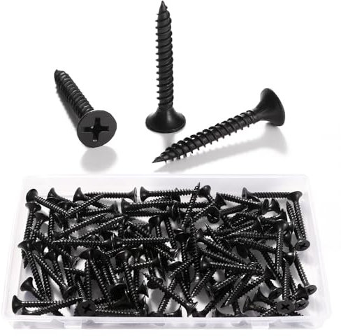 VooGenzek 100 Pièces M3.5 * 30 mm Vis à Bois À Filetage Épais, Vis Cruciformes, Vis Autotaraudeuses, pour Cloisons SèChes, Meubles En Bois, Noir