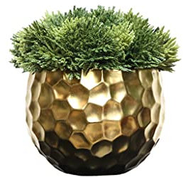 GELASIGE Künstlicher Baum Simulation Bonsai Thuja Blatt Grüne Pflanze Goldene Blume Gerät Zuhause Wohnzimmer Büro Desktop Topf Kleine Ornamente Künstlicher Baum Für Drinnen(A)