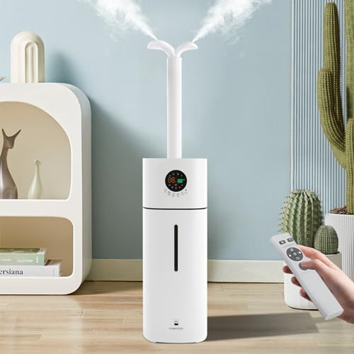 KAUITOPU Luftbefeuchter Große Räume, 16L Obere Füllung, Ultraschall, LED-Bildschirm, 1-12H Timer, Einstellbare Luftfeuchtigkeit, Anwendbare Fläche 30-100m², Weiß