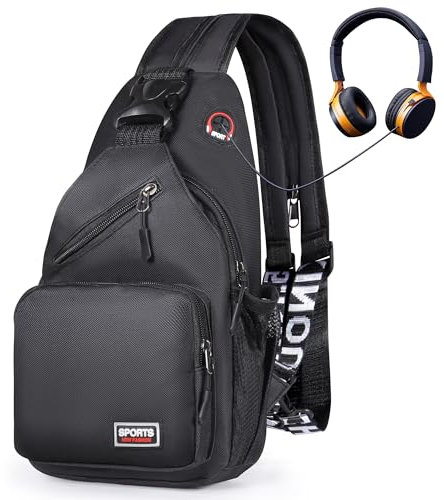 Geestock Brusttasche für Herren und Damen, 2 in 1 Klein Rucksack Wasserdichte Umhängetasche, Leichte Crossbody Bag für Outdoor, Reisen & Alltag (Schwarz)