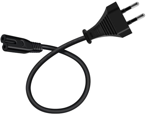 HuaLiSiJi Euro Netzkabel C7 2.5A 250V Stromkabel C7 90 Grad AC Netzkabel 2x0.75mm² für TV, Laptop, Monitor, Drucker (Schwarz, 1.5m)