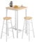WOLTU Bartisch mit Barhocker Set, Stehtisch mit 2 Hockern, Essgruppe aus Metall & Holz, Küchentisch klein mit Küchenstühlen, Helle Eiche + Weiß