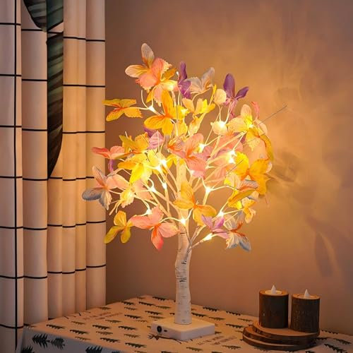 Led Lichterbaum Innen, 60cm Led Lichterbaum Mit 24 Schmetterlingen, Deko Licht Innen Verstellbare Zweige Timing Funktion USB/Batteriebetrieben Zimmer Deko Ostern Deko Frühlingsdeko Innen