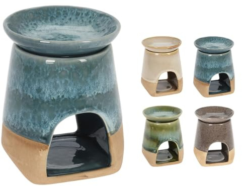 Carousel Home Ceramic Oil Burner | Tea Light Wax Melt Burner | Elegant Wax Melt & Essential Oil Warmer in Assorted Colours - One Supplied