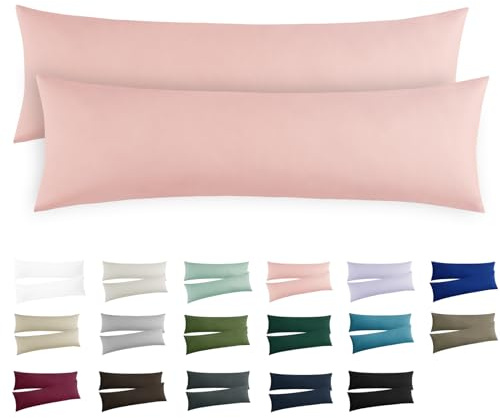 RUIKASI Seitenschläferkissen Bezug 40 x 145 2er Set Rosa Mikrofaser | Kissenbezug 40x145 cm mit Reißverschluss, Seitenschläferkissenbezug 145x40 Kissenhülle Weich Atmungsaktiv