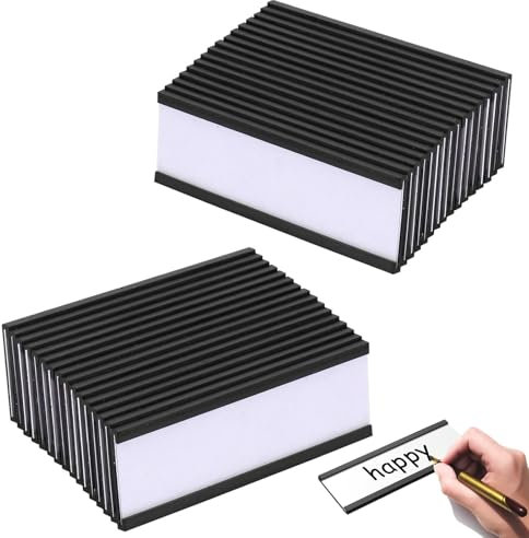 Magnetische Etikettenhalter, 30 Stück Beschreibbare Magnete Etiketten, Etikettenträger mit Papiereinsätze, 2,5 x 7,6 cm Etikettenhalter mit Papiereinlage Schutzfolie, für Büro, Lager, Schrank