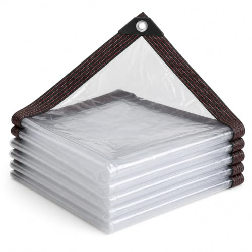 YILUFACAI Bâche de Protection Extérieure Transparente avec Œillets 1,5x4m | 90 % transparente : la pluie reste dehors, tandis que terrasses, serres et mobilier restent lumineux et visibles.