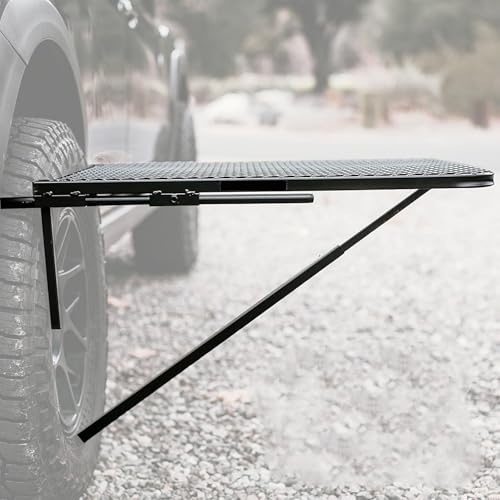 Tragbarer Picknicktisch für Autoreifen, höhenverstellbar, 70 x 50 cm, Aluminium-Campingtisch mit Netzwerkstruktur, leichter Esstisch für Wohnmobile und Camping