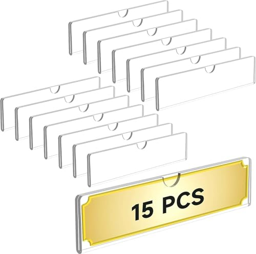 15 Pack Acrylic Wall Name Plate, Office Name Plate Holders Clear Sign Holder with Adhesive Tapes, Door Name Plate Nameplate Holder for Office Home Classroom Display, 2 x 8 Inch