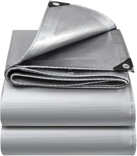 Lona de Cobertura, 6 x 8 m, Plateado, Impermeable con Ojales, 130 g/m², Resistente a los rasguños, a los Rayos UV, antimoho, Lona Multiuso para Muebles de jardín, Madera, Auto