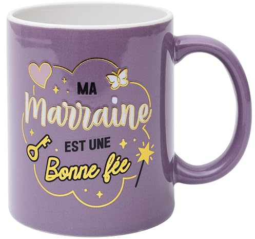 La Chaise Longue Mug Marraine Ma Bonne Fée Céramique Grès Violet | Céramique grès, design pastel délicat, message affectueux, cadeau marraine baptême et anniversaire
