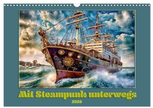 Mit Steampunk unterwegs (Wandkalender 2026 DIN A3 quer), CALVENDO Monatskalender: Volldampf, retro-futuristisch (CALVENDO Kunst)