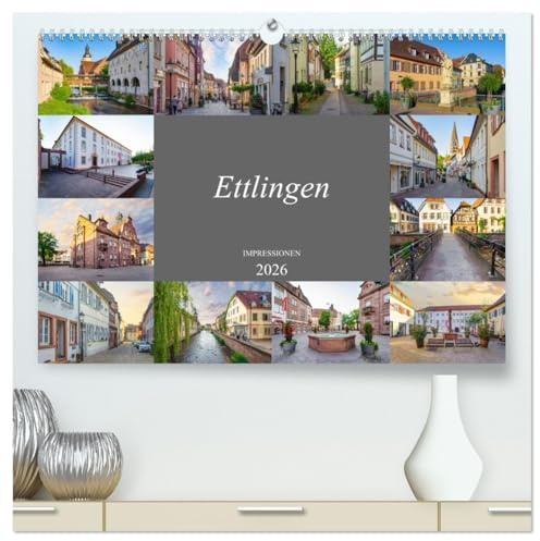 Ettlingen Impressionen (hochwertiger Premium Wandkalender 2026 DIN A2 quer), Kunstdruck in Hochglanz: Einmalig beeindruckend schöne Bilder der Stadt Ettlingen (CALVENDO Orte)