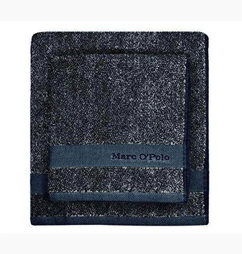 Marc O'Polo Melange Badetuch, Frottee, Baumwolle, gewebt, 550 g/m², Marineblau/Light Silver, 16 cm x 22 cm