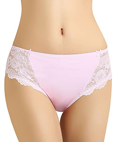 Vanever Culotte Haute en Dentelle pour Femme, Slip de Bikini en Microfibre avec Bordures en Dentelle Florale, Culotte Taille Moyenne, Culotte Hipster