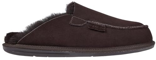 Vanuba Handgemacht Lammfell Slippers mit Warme Fell - Hausschuhe für Herren Winter Kuschel Pantoffeln Herren Hüttenschuhe 42 Braun