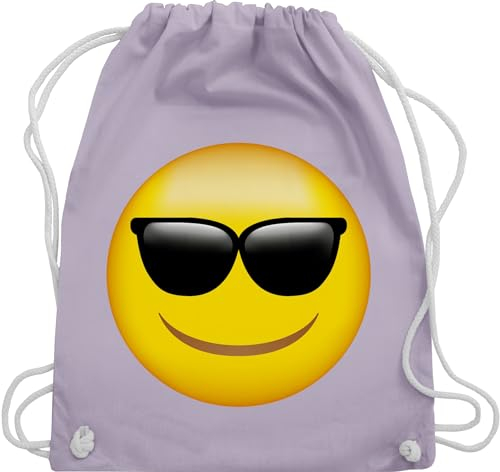 Turnbeutel Rucksack - Manga & Comic Zubehör - Emoticon Sonnenbrille/Sommer Sonne - Unisize - Pastell Lila - bag beutel taschen tasche sportbeutel sporttasche sport beuteltasche bags stoffbeutel