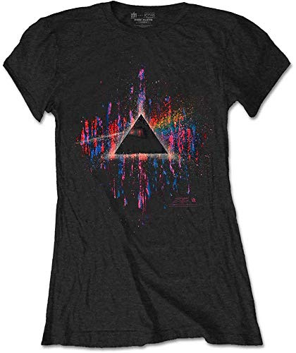 T-Shirt # Xl Black Femmina # Dark Side of the Moon Pink Splatter
