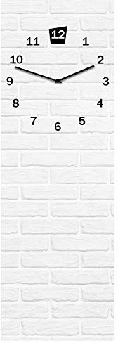 Wanduhr White - lautlose Uhr aus Glas Made in EU - Glasuhr inklusive Wandaufhängung - Wanduhr ohne Tickgeräusche mit Metallzeiger - Mauer Steinoptik Stein weiß Vintage rechteckig lautlos - 20 x 60 cm