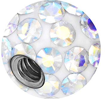 PIERCINGLINE Universelle Schraubkugel KRISTALLE + EPOXY Piercing Aufsätze Kugel Ersatz Regenbogen 6 x 1,6 mm