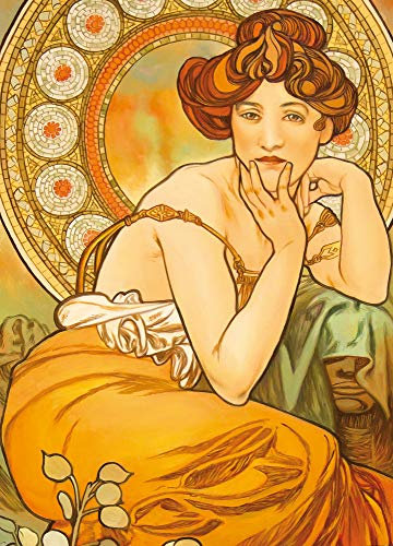 1art1 Alphonse Mucha Die Edelsteine, Topas 1900, 2-Teilig Fototapete Poster-Tapete 250x180 cm