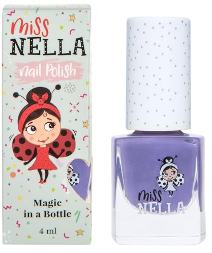 Miss Nella SWEET LAVENDER – Safe Special Glitter Purple Nail Polish for Kids, Non-Toxic & Odor Free Formula for Children and Toddlers, Natural Water Based for Easy Peel Off