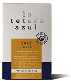 LA TETERA AZUL Té Negro Con Jengibre Y Canela. Infusión Baja En Teína. Té De Canela. Chai Latte. 20 Bolsitas De 2 Gramos.