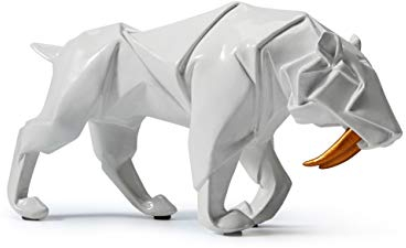 HAUCOZE Leopard Figuren Arts Modern Statue Skulptur Tier Geschenk Dekor Polyresin 24cm