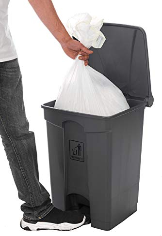 Curvaso HQ PREMIUM GREY 45L PEDAL STEP ON WASTE DISPOSAL BIN COMMERCIAL PRODUCTS MEDICAL KITCHEN PLASTIC PROFESSIONAL RECYCLE RECYCLING FOOD CLINICAL MULTI PURPOSE INDOOR OUTDOOR