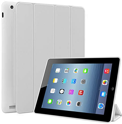 N NEWTOP Cover Compatibile per Apple iPad 2-3-4 da 9.7° Pollici, Custodia Flip Smart Libro Ori Case Ultra Sottile Leggera Stand Supporto Funzione Wake/Sleep Simil Pelle (Bianco)